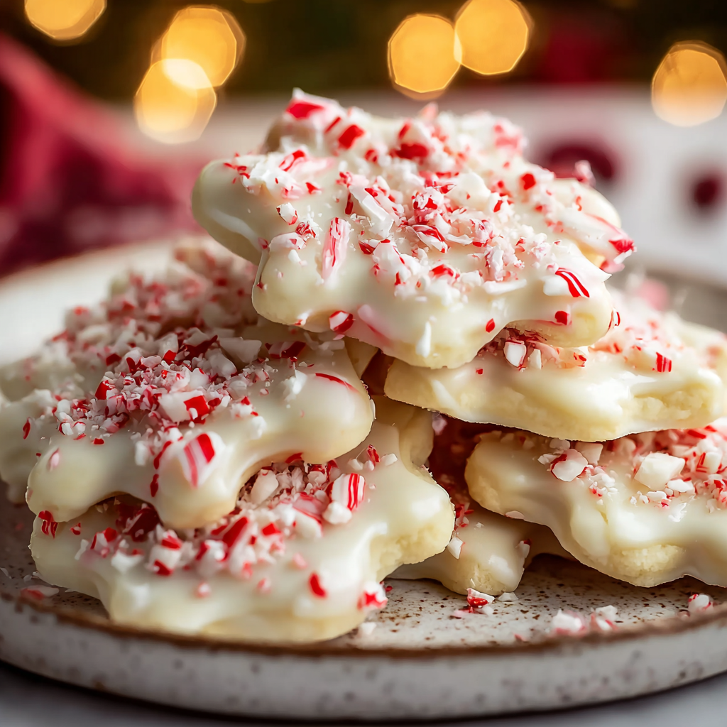 Tray of peppermint white chocolate pretzels ready to gift