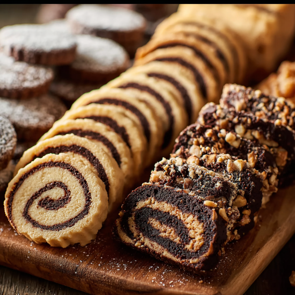 Sliced classic round cookies arranged on parchment
