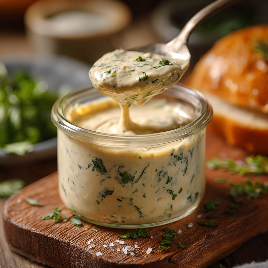 Jar of smash burger sauce on counter