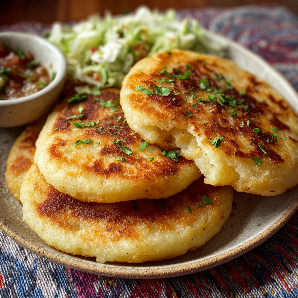 Hand forming Maseca gordita disk on a wooden board