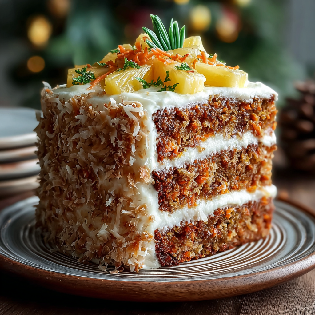 Finished Hawaiian carrot pineapple cake with frosting
