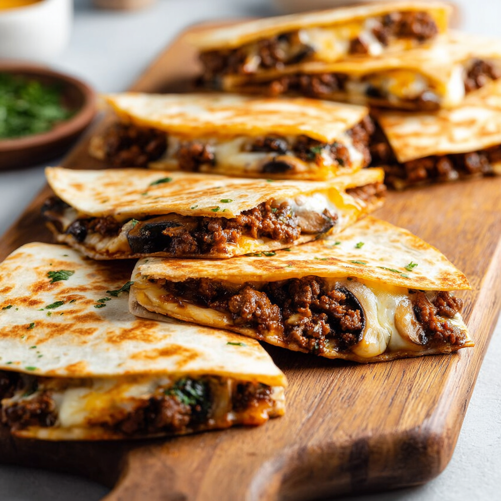 Pan with cooking quesadilla golden