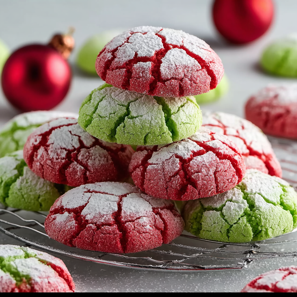 Close-up of powdered sugar coated crinkle cookie