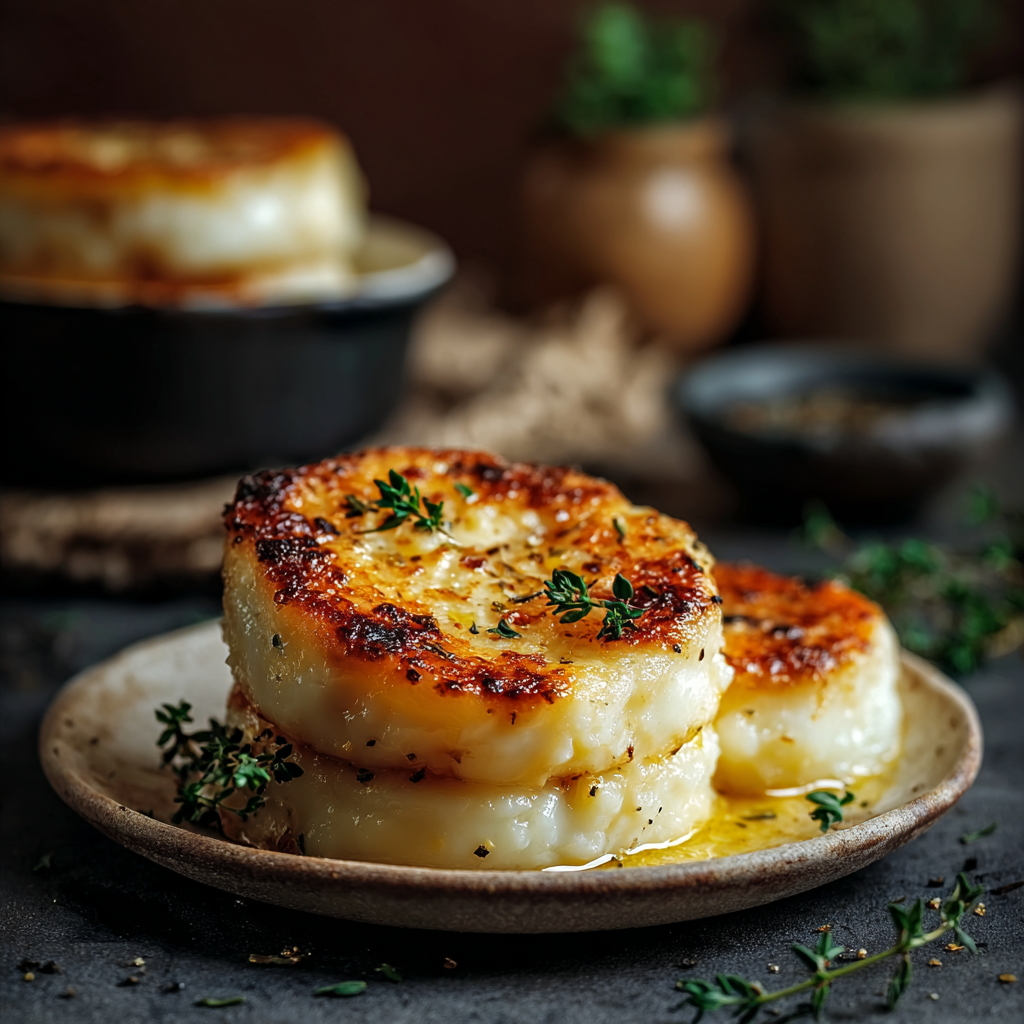 Baked cottage cheese eggs in a ceramic dish
