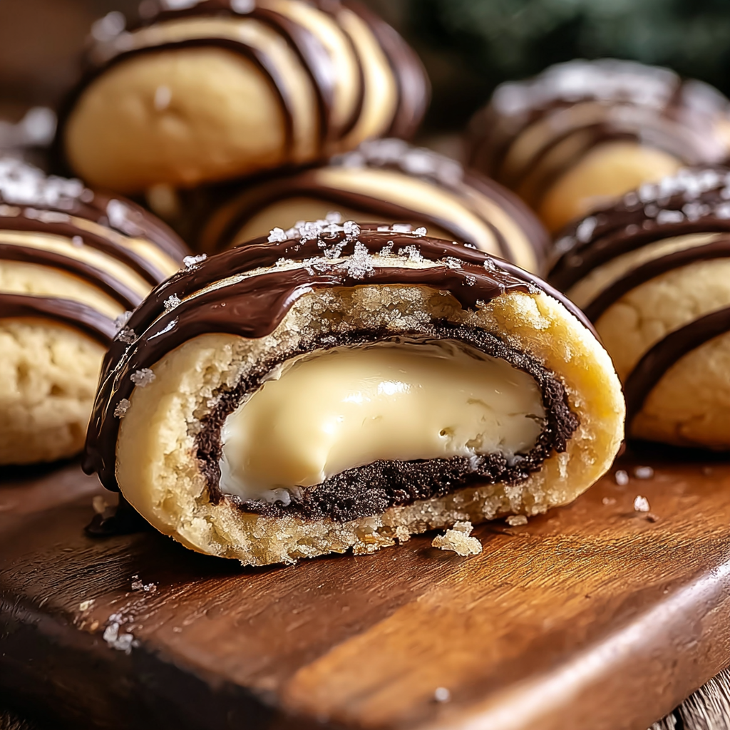 Finished Boston cream pie cookie bites on a cooling rack