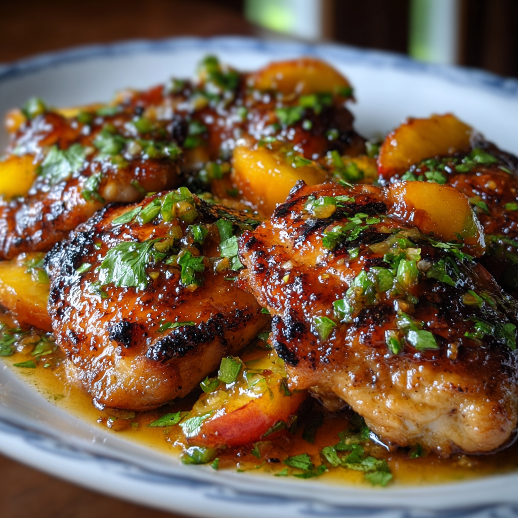Grilling jalapeno peach chicken close-up