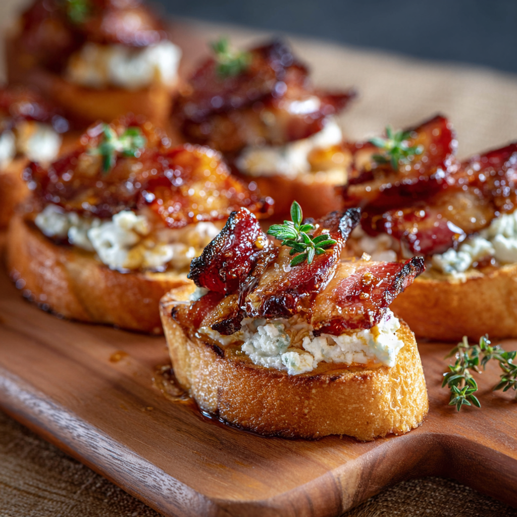 Finished crostini on platter
