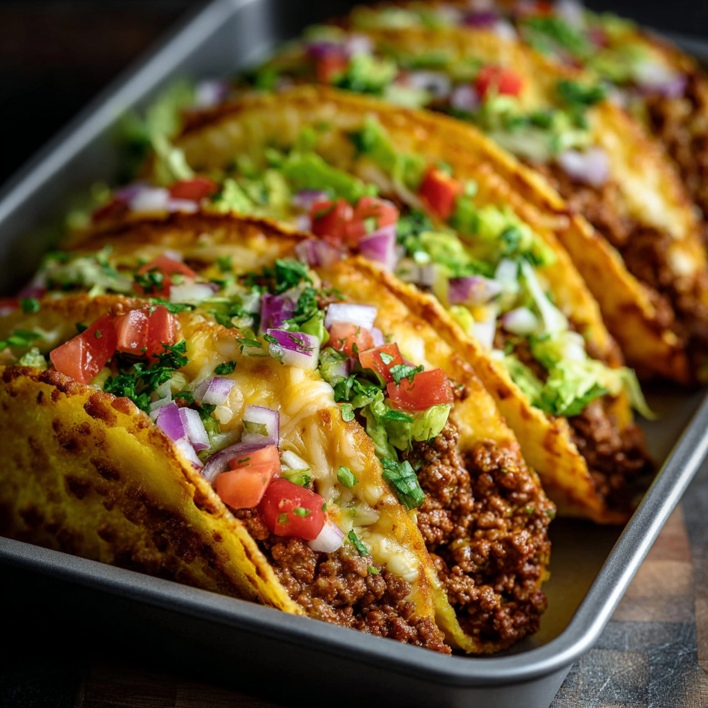 Taco close-up with fresh toppings and garnishes