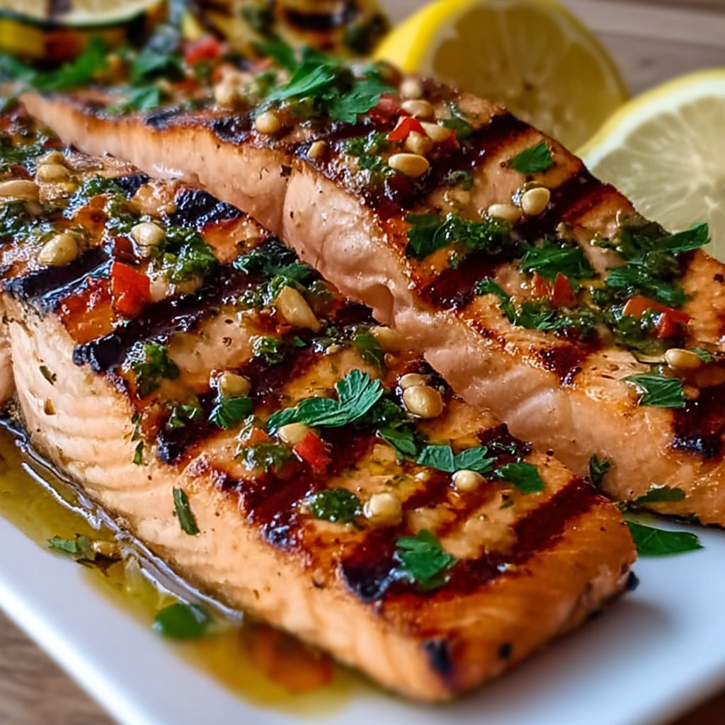 Plated salmon with herbs and lemon