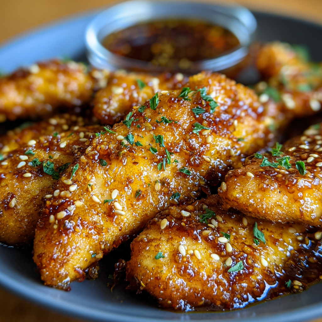 honey butter garlic chicken tenders in air fryer basket