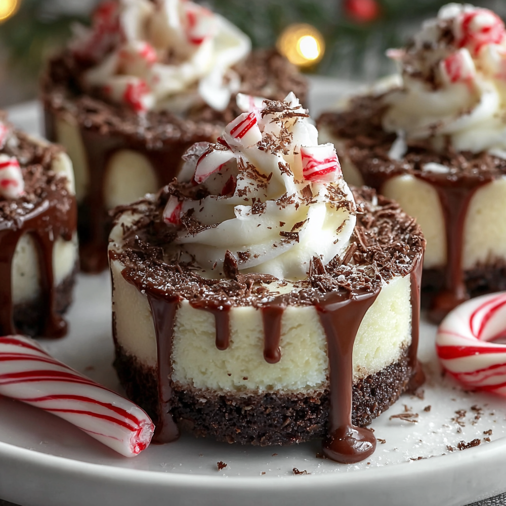 Close-up peppermint cheesecake bites