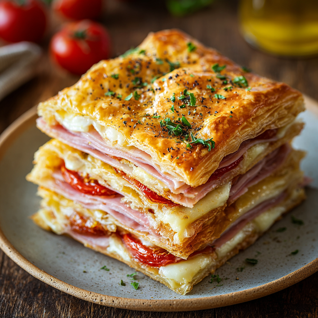 Baked antipasto squares cooling in a 9x13 pan