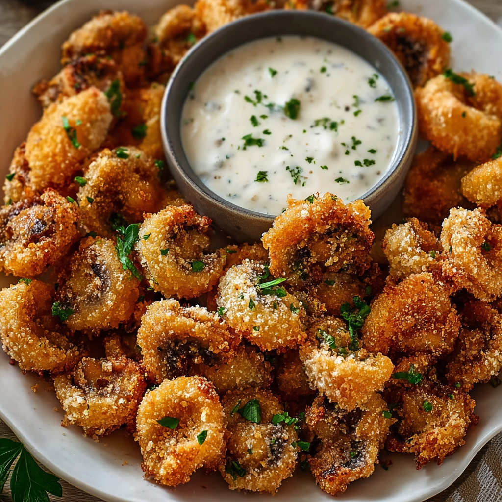 Breaded portobello mushrooms in air fryer