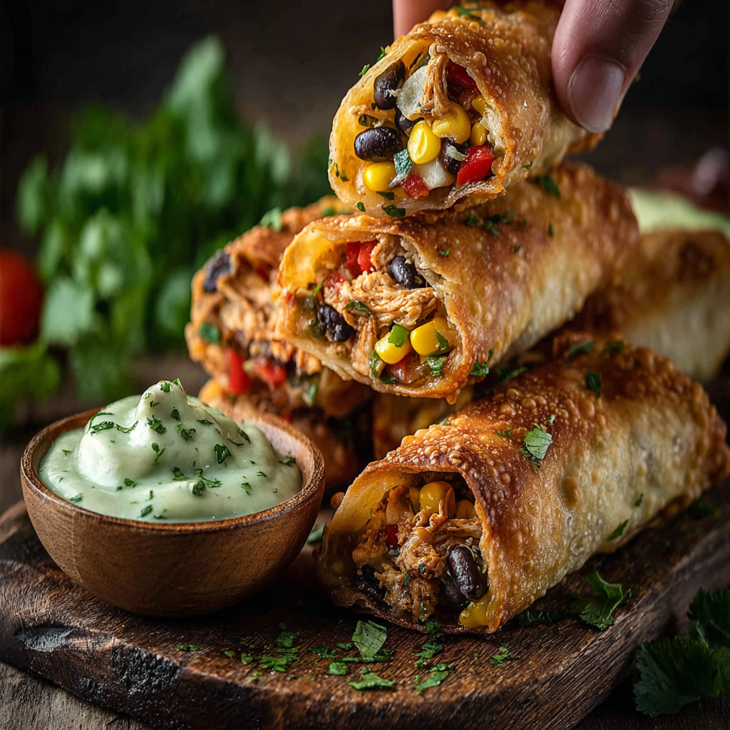Frying Southwest eggrolls in hot oil