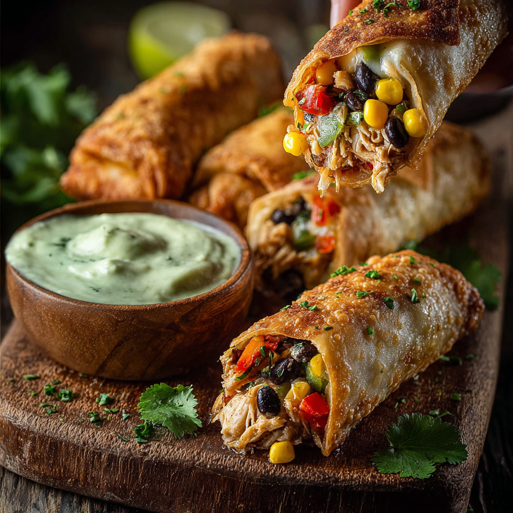 Assembled Southwest eggrolls ready to fry