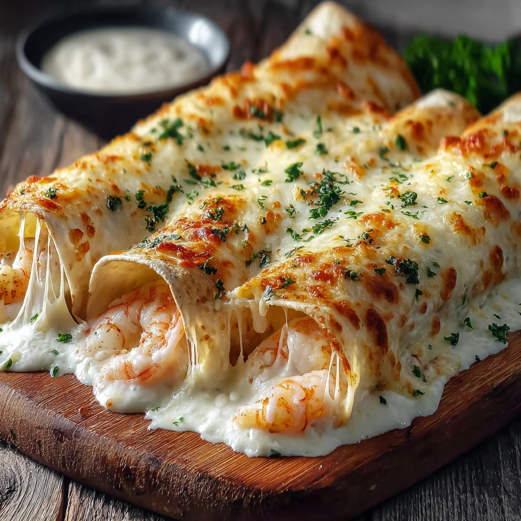 Baked tortilla bombs with golden tops and parsley garnish