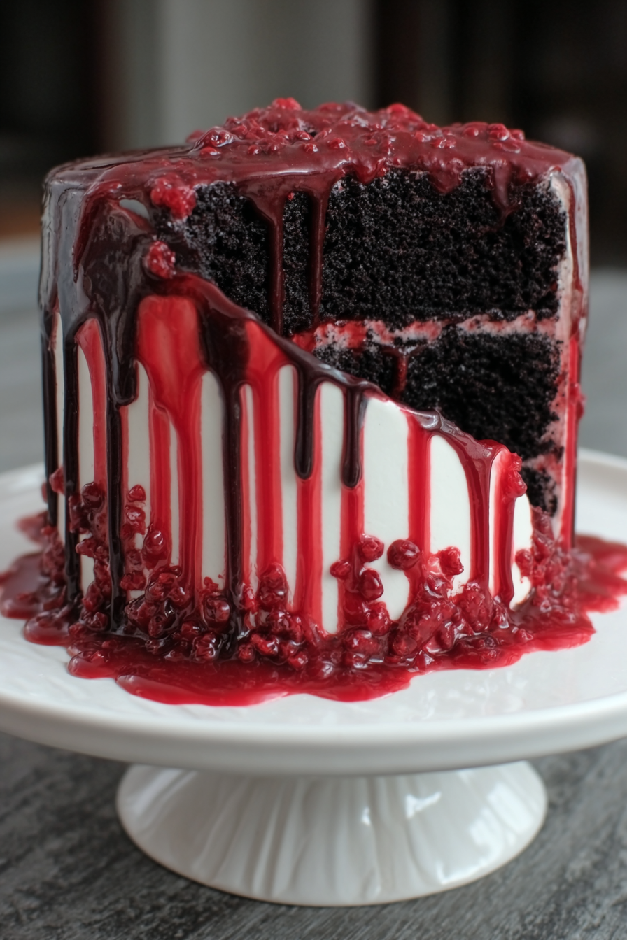Finished Vampire Blood Drip Cake