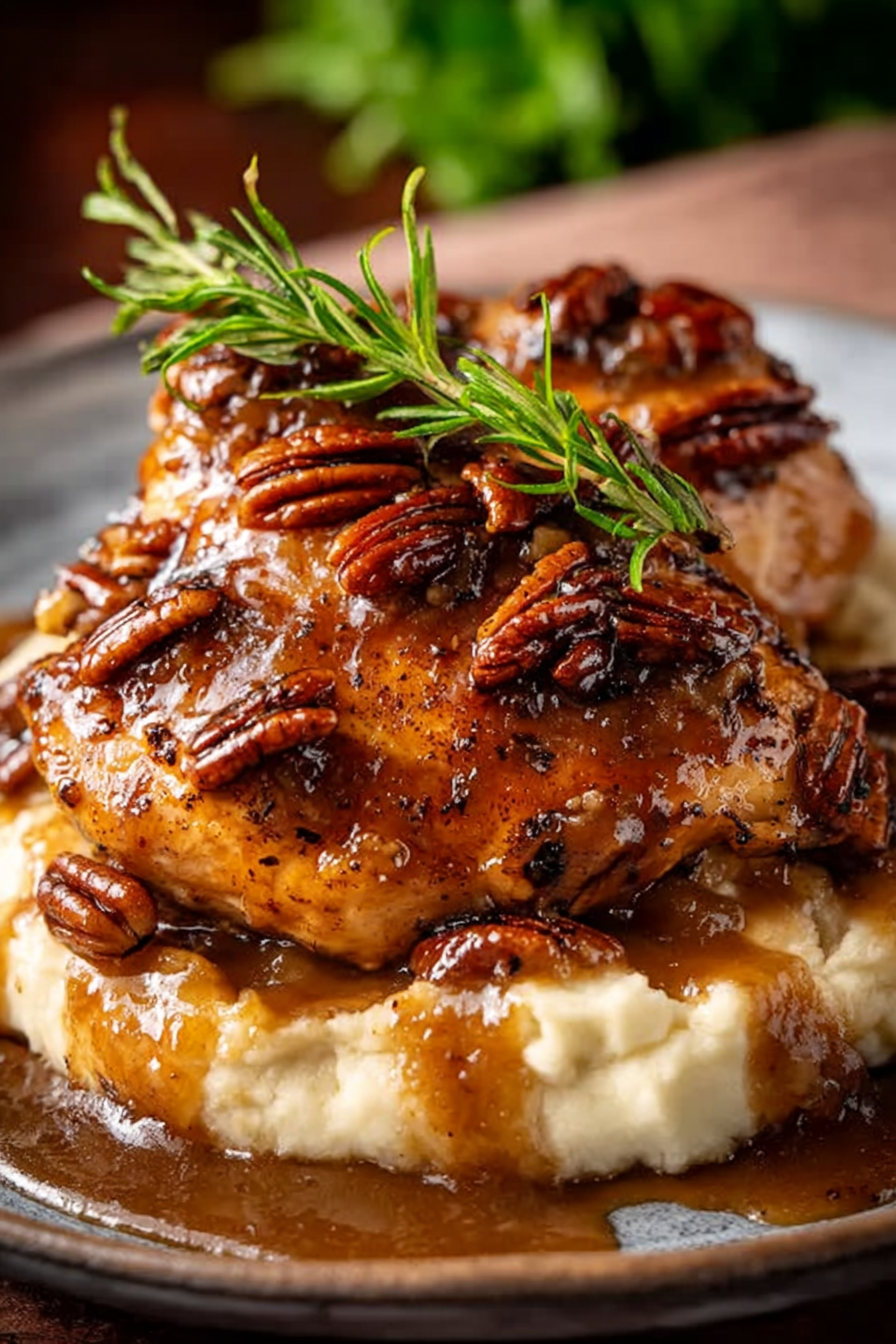 Served chicken with sides and garnishes