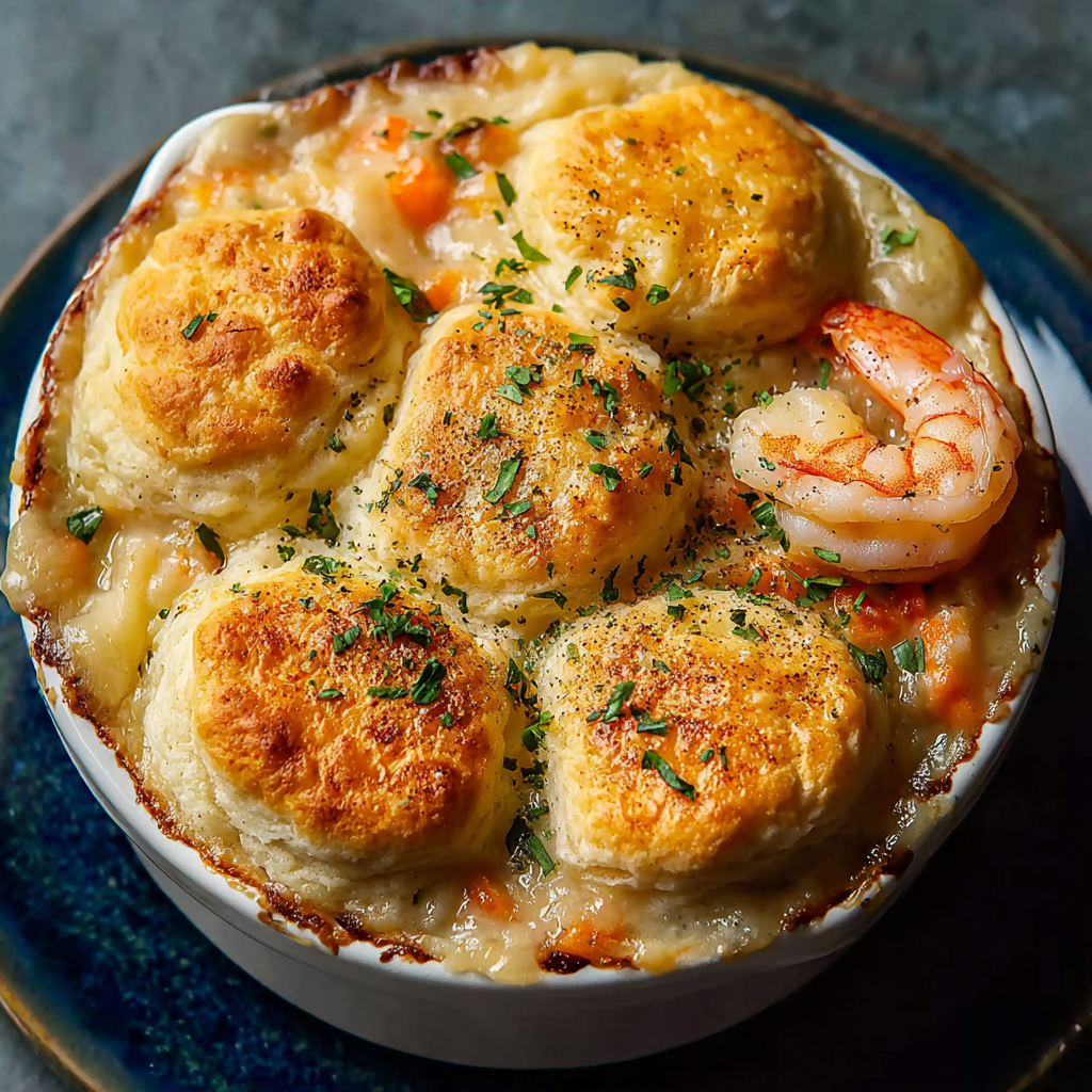 Shrimp & Lobster Cheddar Bay Biscuit Pot Pie