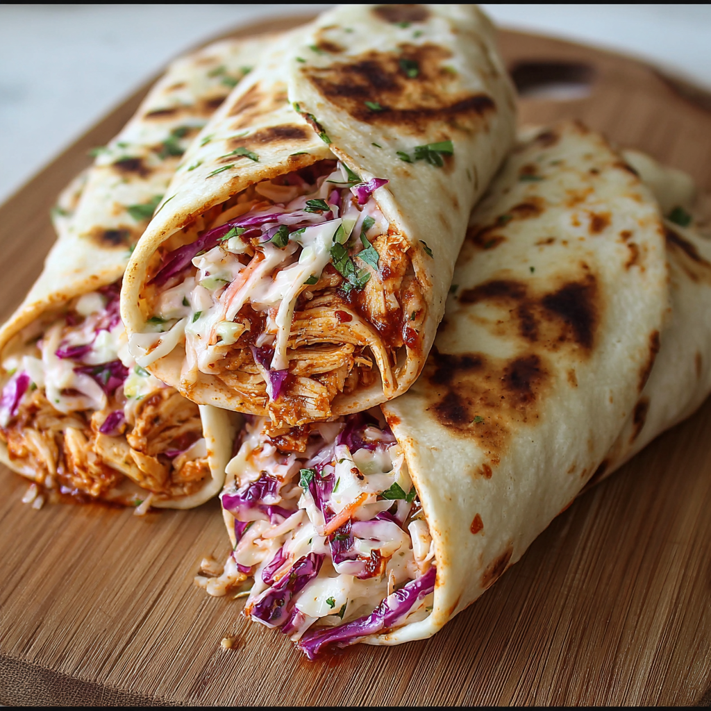 BBQ Chicken Coleslaw Wraps