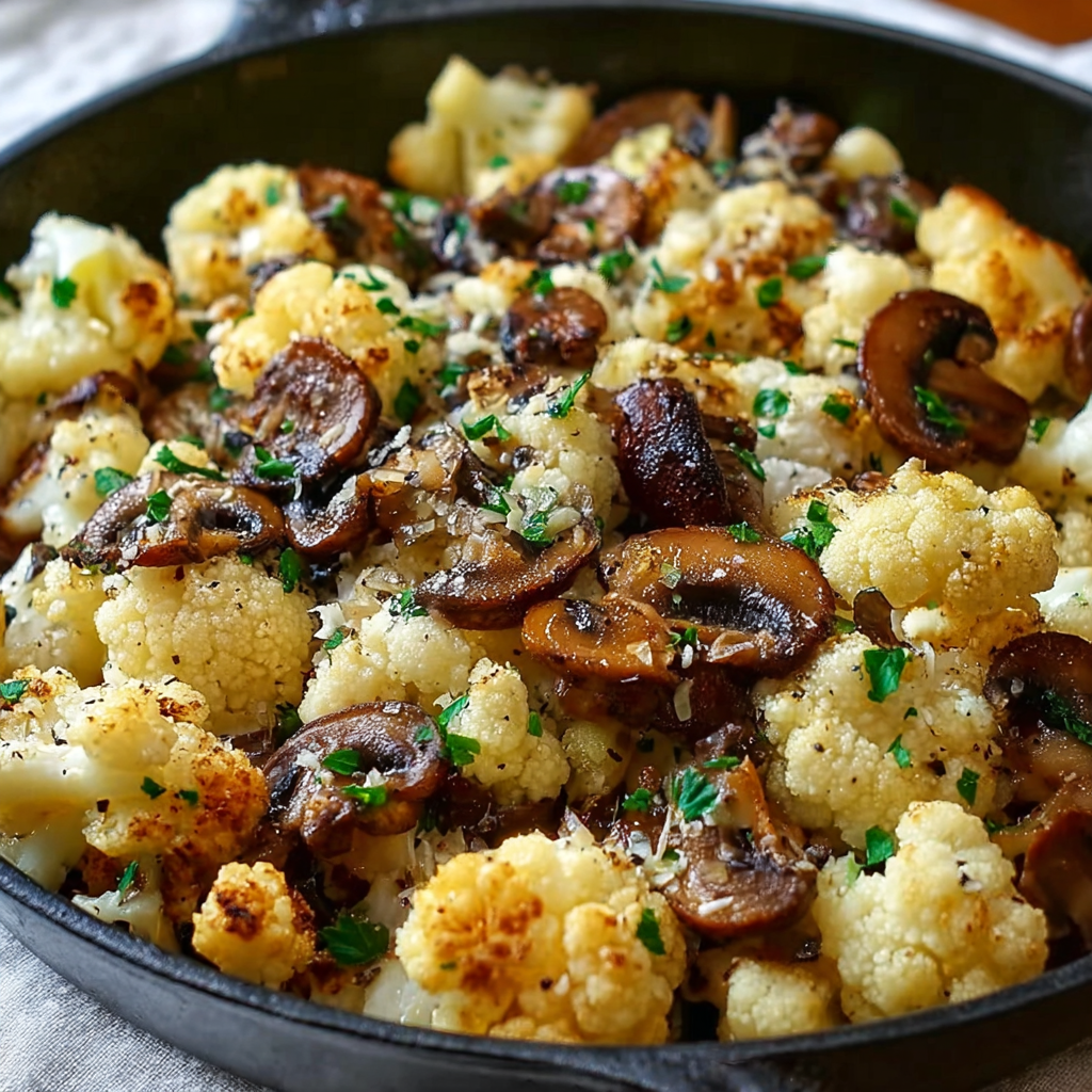 Garlic Cauliflower Mushroom Skillet
