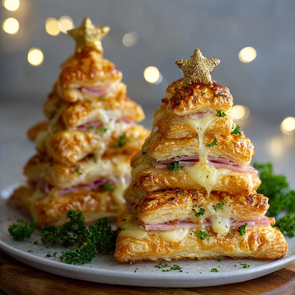 Ham & Cheese Puff Pastry Christmas Trees