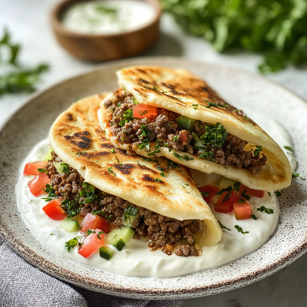 Mediterranean Ground Beef Pita Pockets