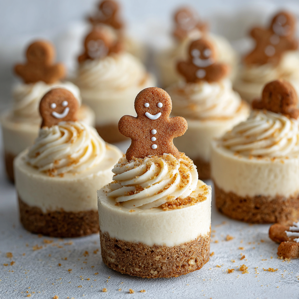 Layered gingerbread crust and creamy filling in glass cups