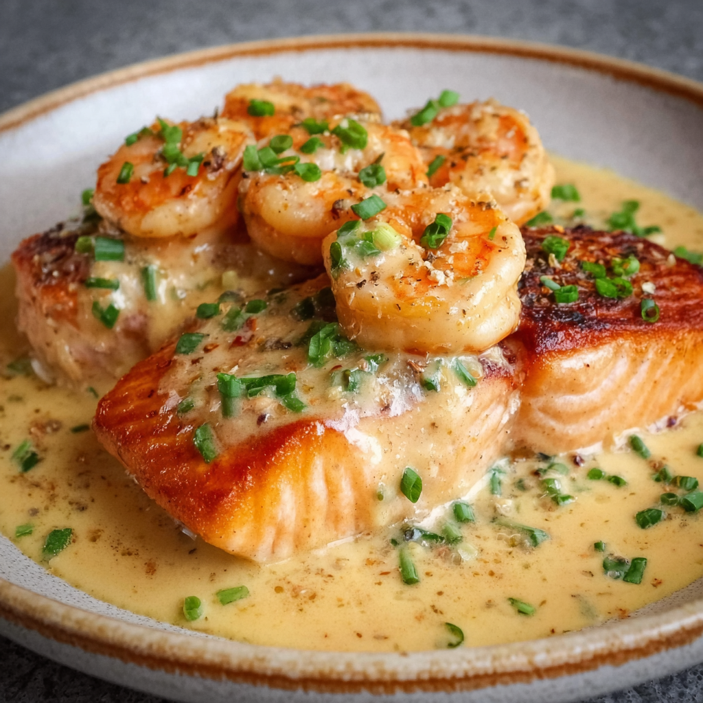 Saumon et Crevettes à la Crème Cajun