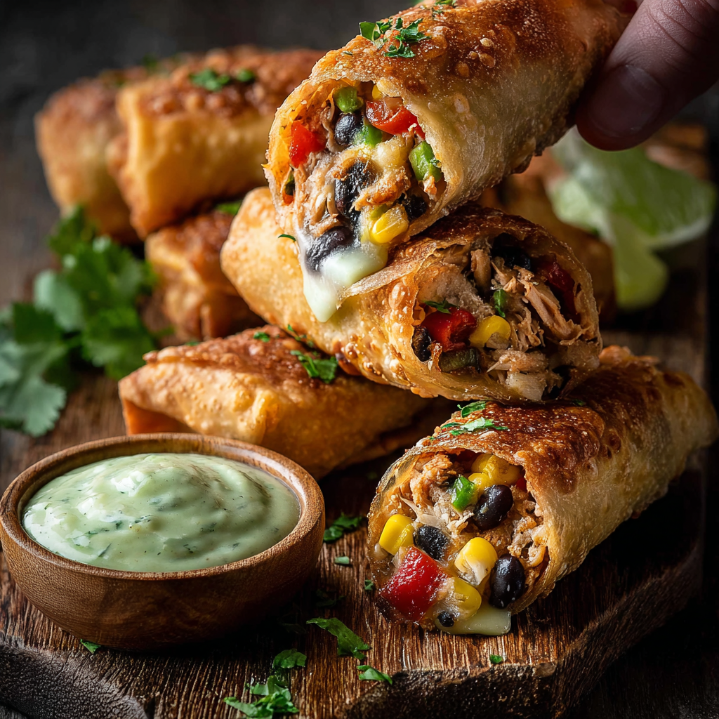 Southwest eggrolls frying to golden brown