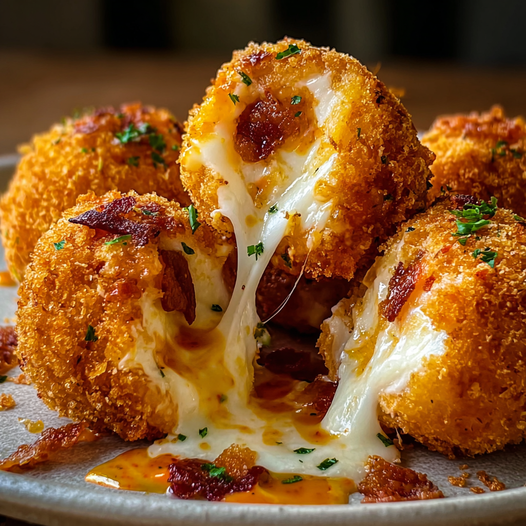 Crispy buffalo chicken bombs on a platter