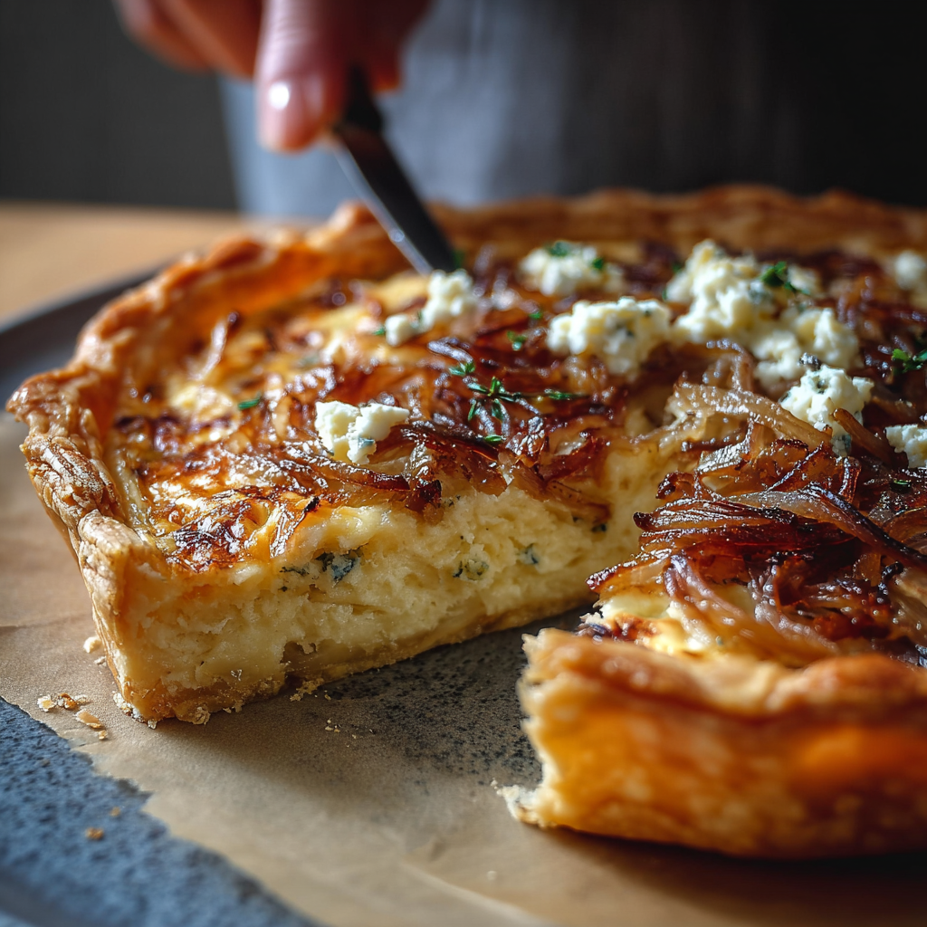 Thinly sliced onions ready for caramelizing