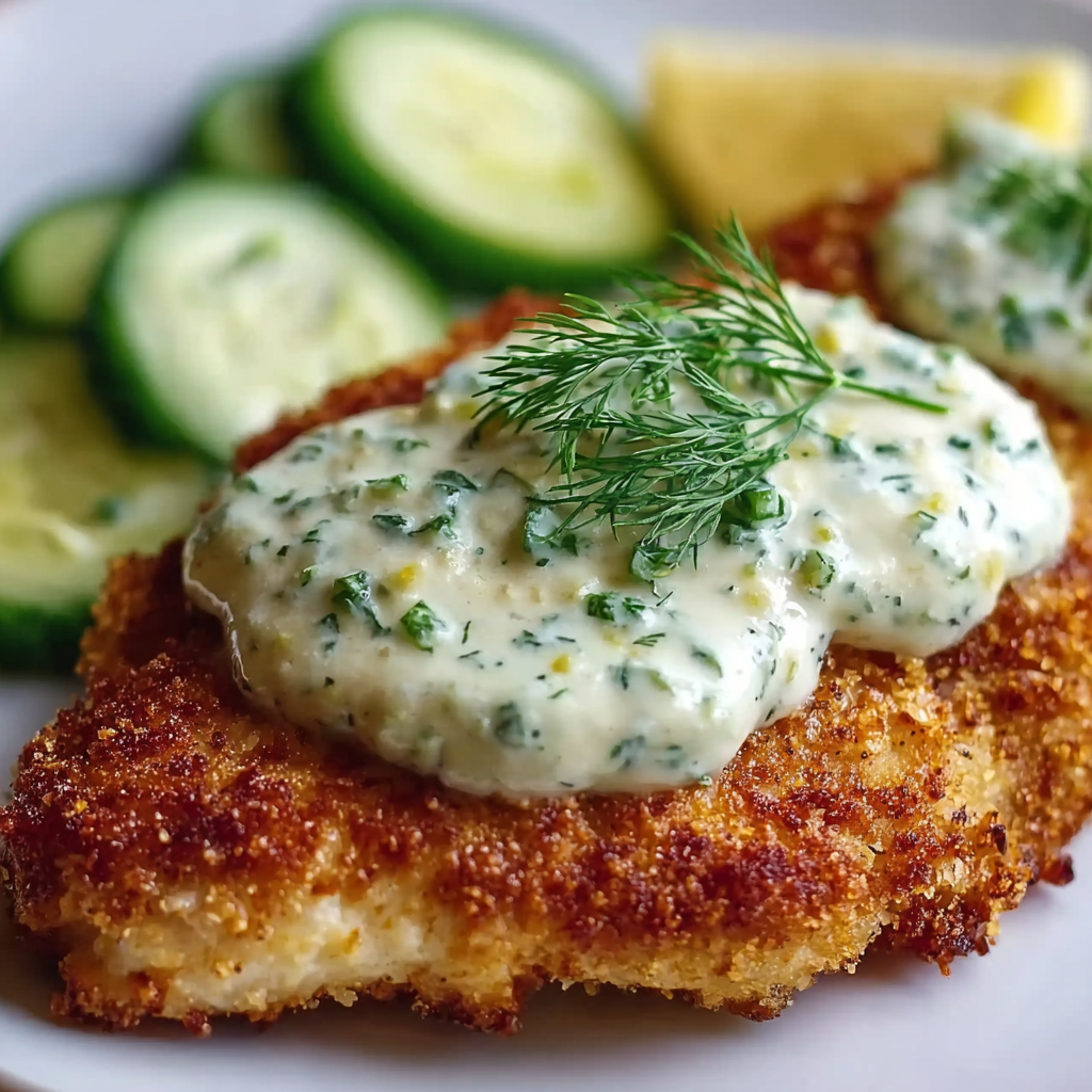 Crispy dill pickle parmesan chicken in skillet