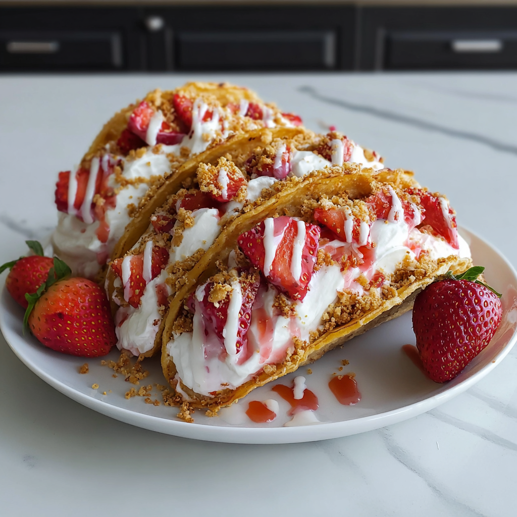 Close-up of cheesecake filling and strawberries