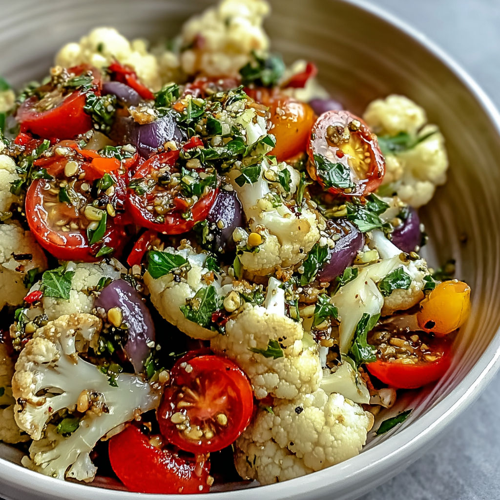 Close-up of cauliflower florets and olives