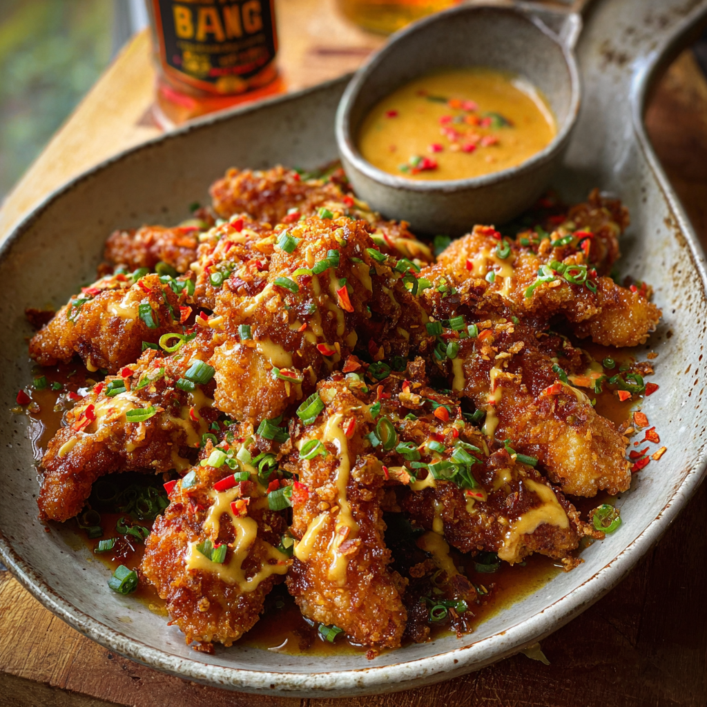 Bang Bang Chicken served with dipping sauce