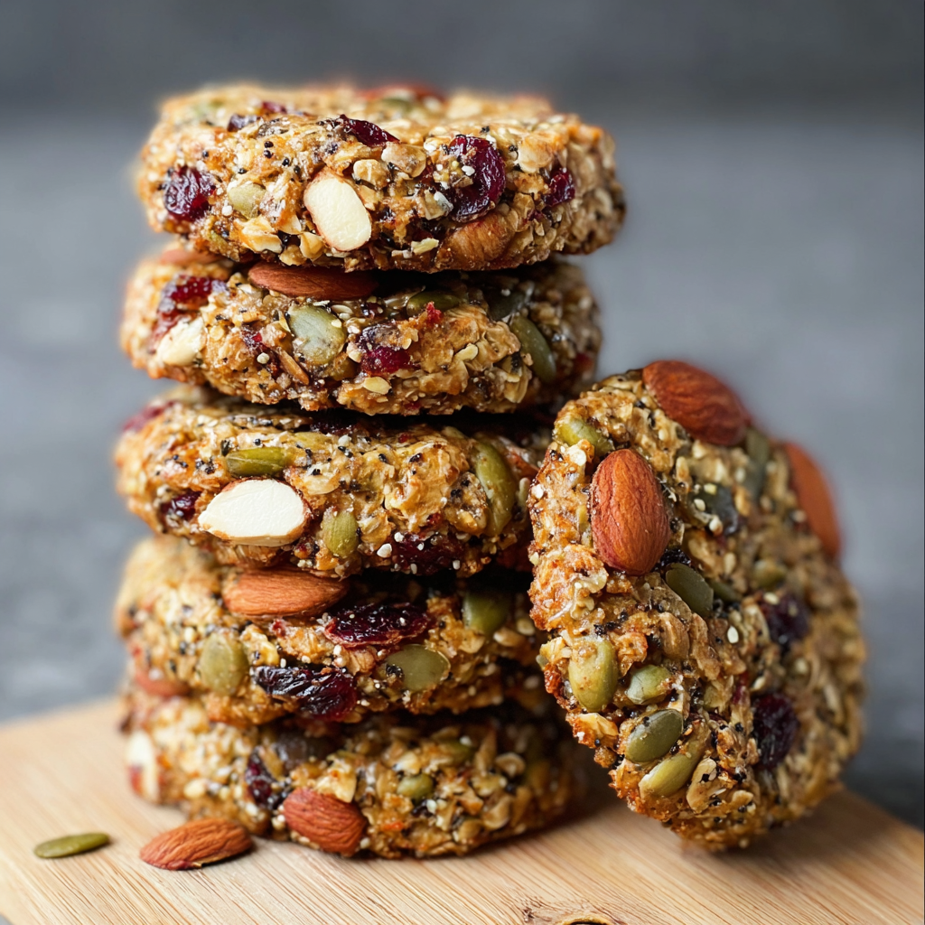 fresh nut and seed cookies cooling on wire rack
