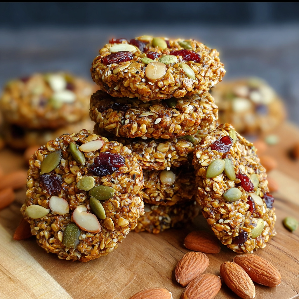 close-up of nut and seed cookie texture