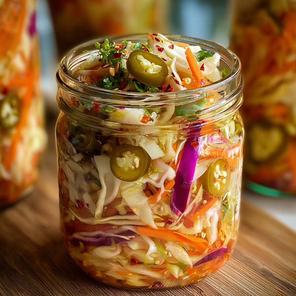 Bowl of Sweet & Spicy Pickle Slaw