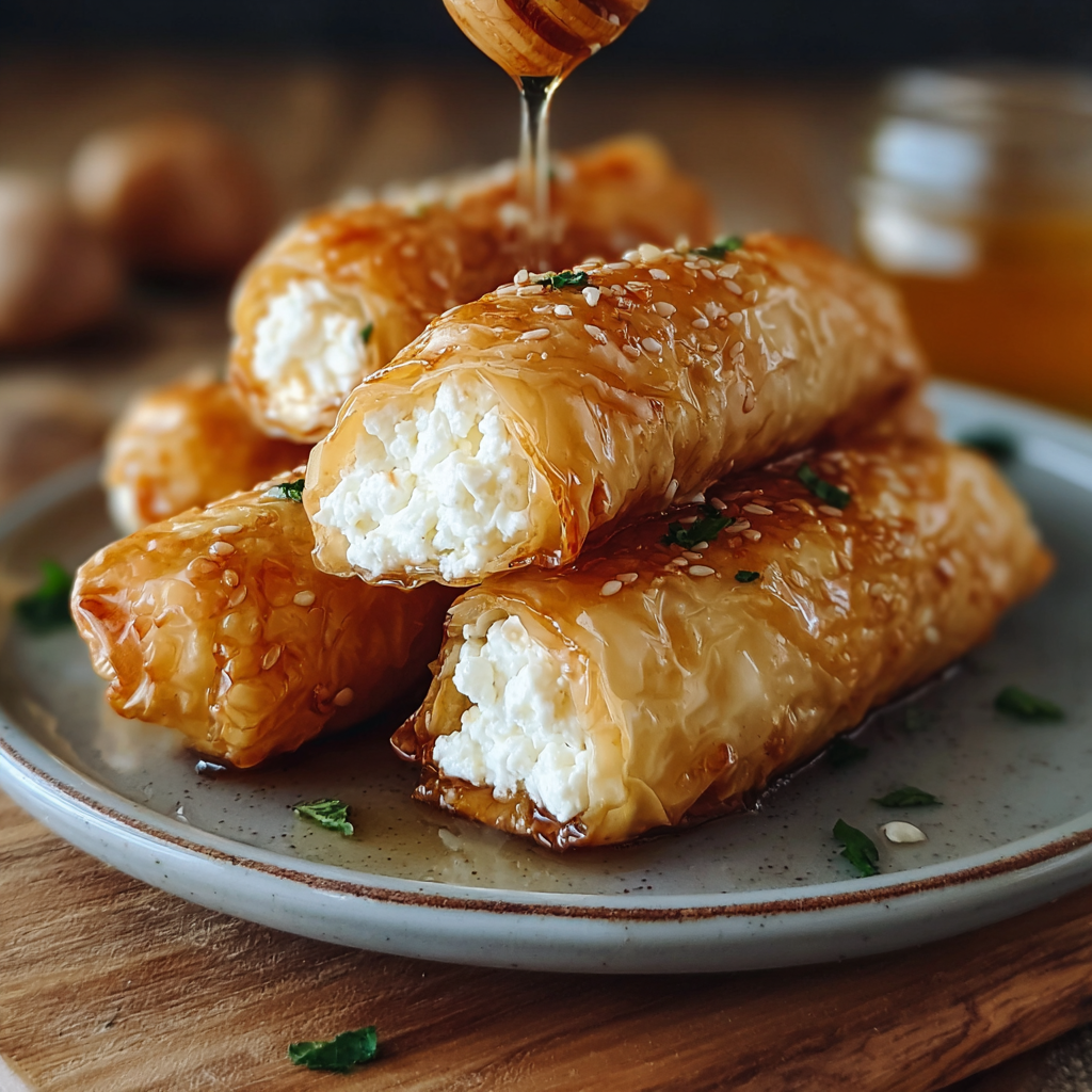 Close-up of chili honey being drizzled over rolls
