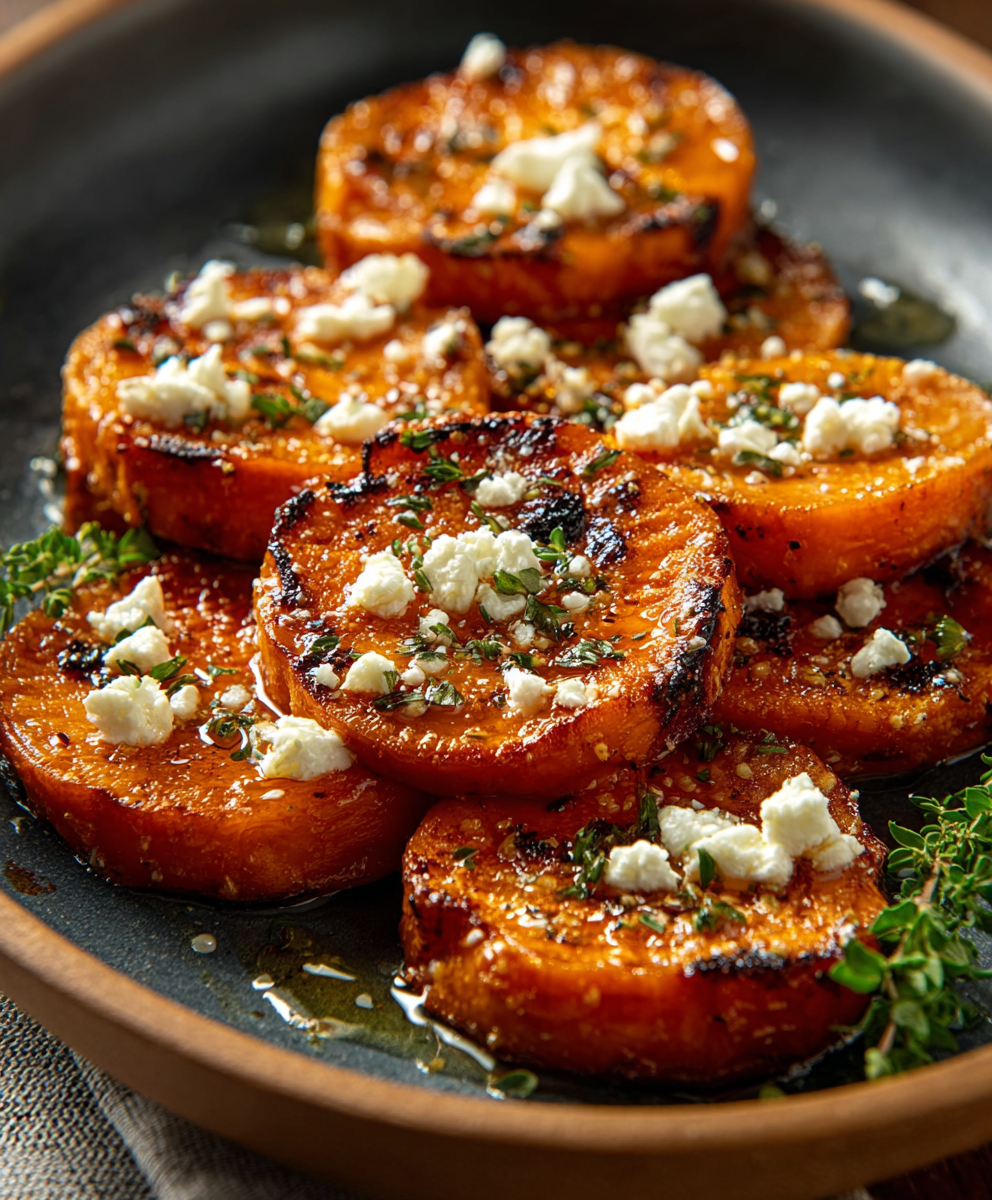 Platter of sweet potato rounds ready to serve
