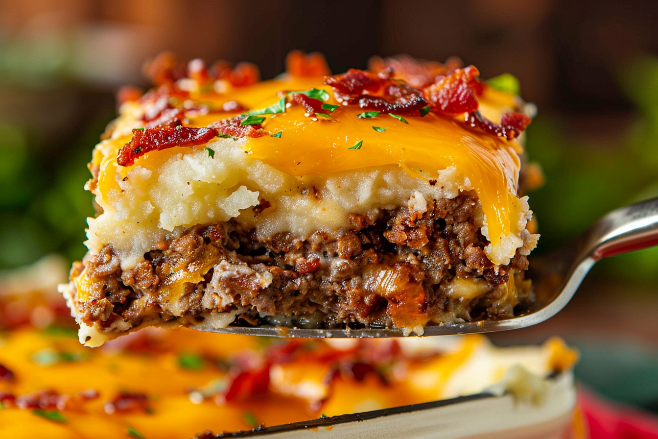 Classic Meatloaf with Cheesy Mashed Potato Layer