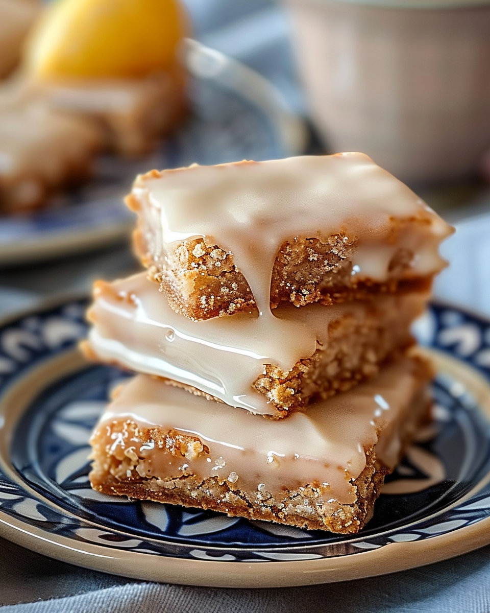 Stack of maple donut bars with glaze