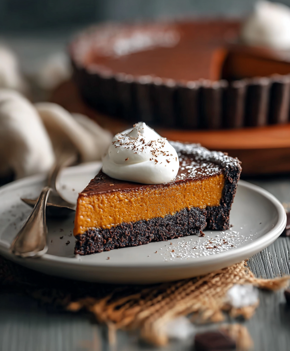 Simple Dark Chocolate Pumpkin Tart