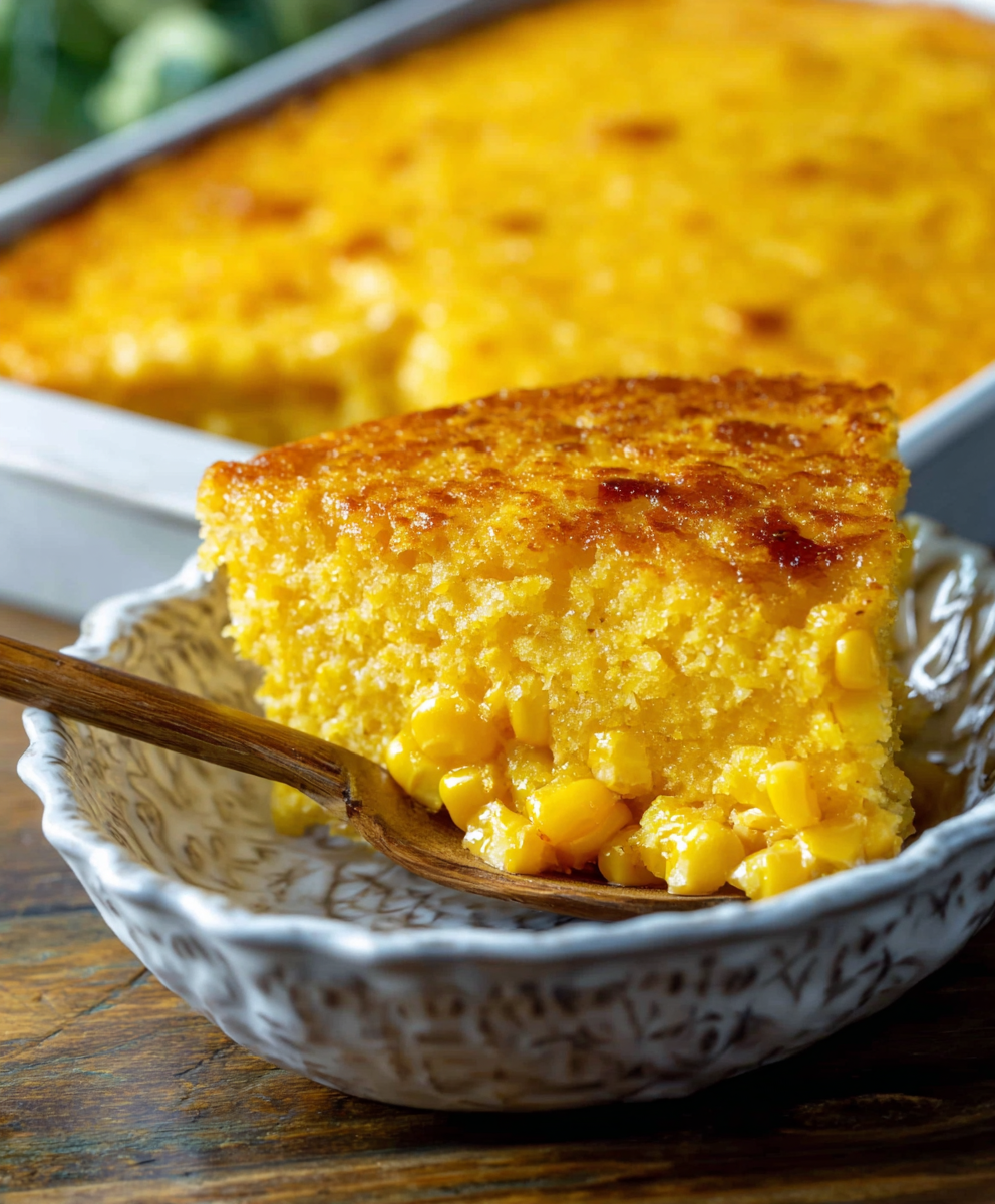 Casserole slice on serving plate