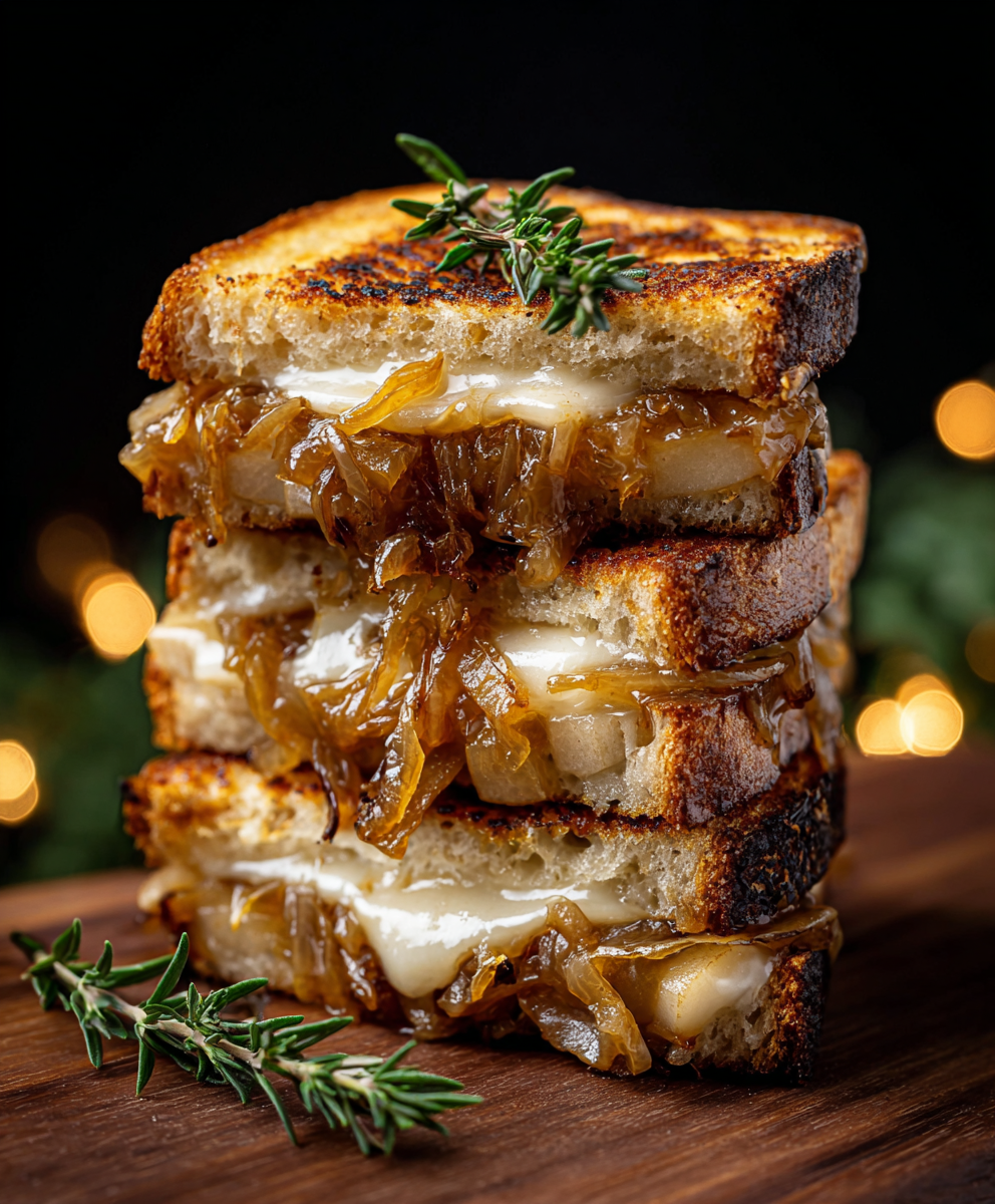 Pear & Apple Grilled Cheese With Caramelized Onions