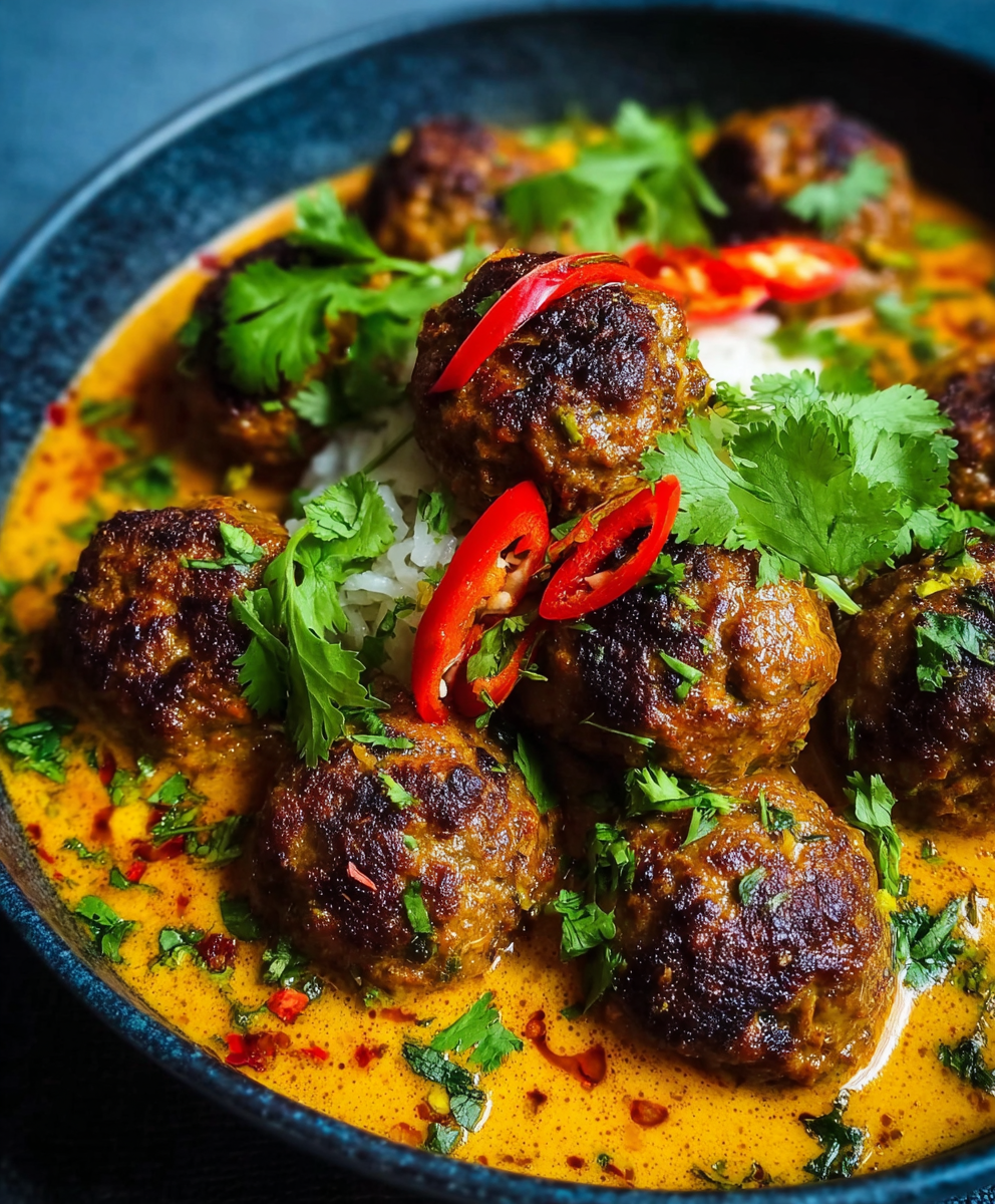 Jerk Meatballs in Coconut Curry Sauce