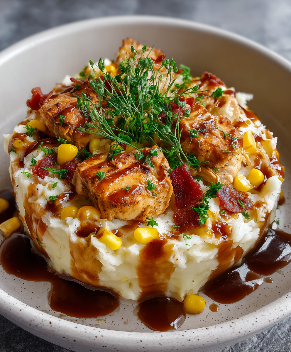 Chicken Mashed Potato Bowl close-up