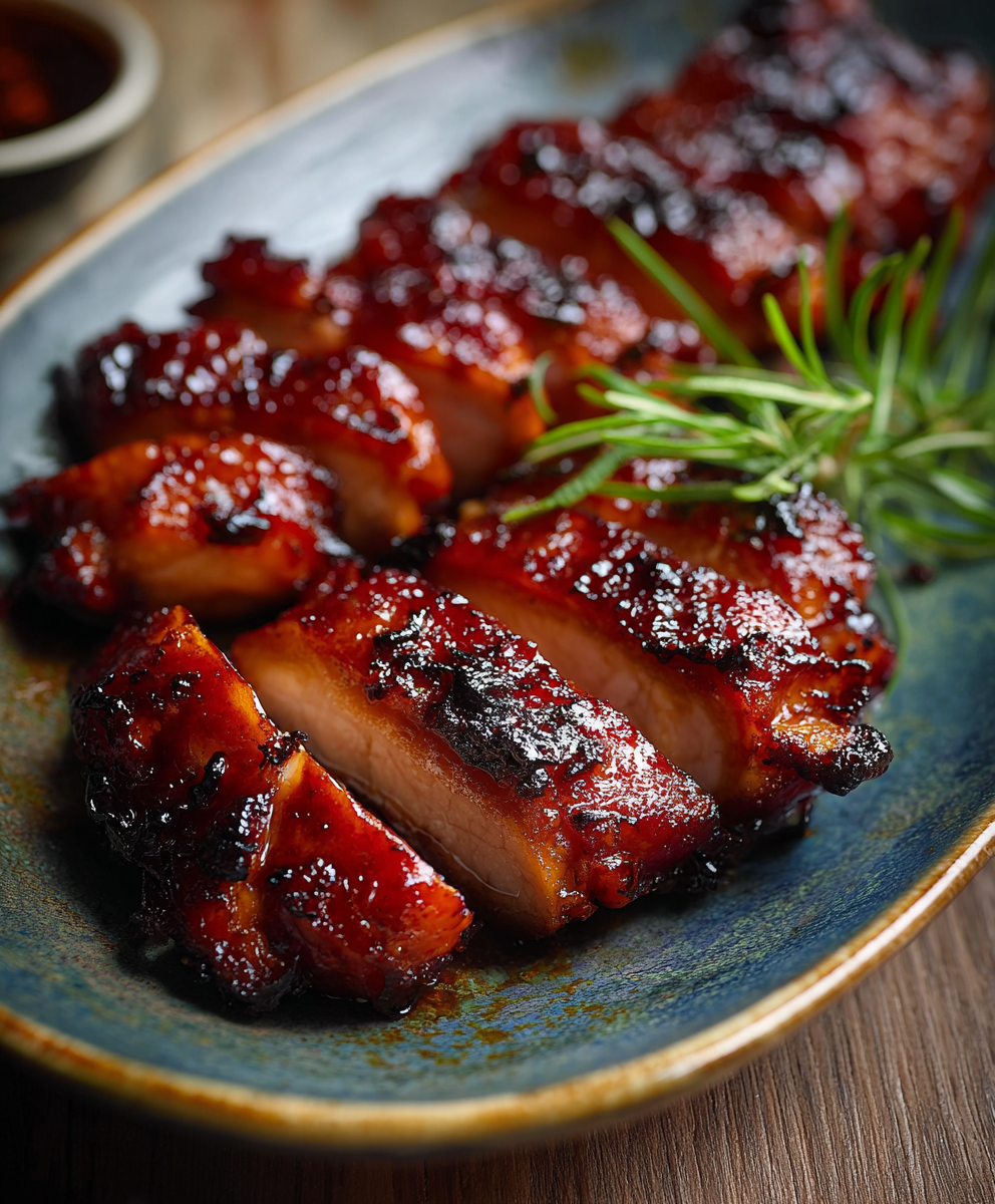 Sliced char siu chicken over rice