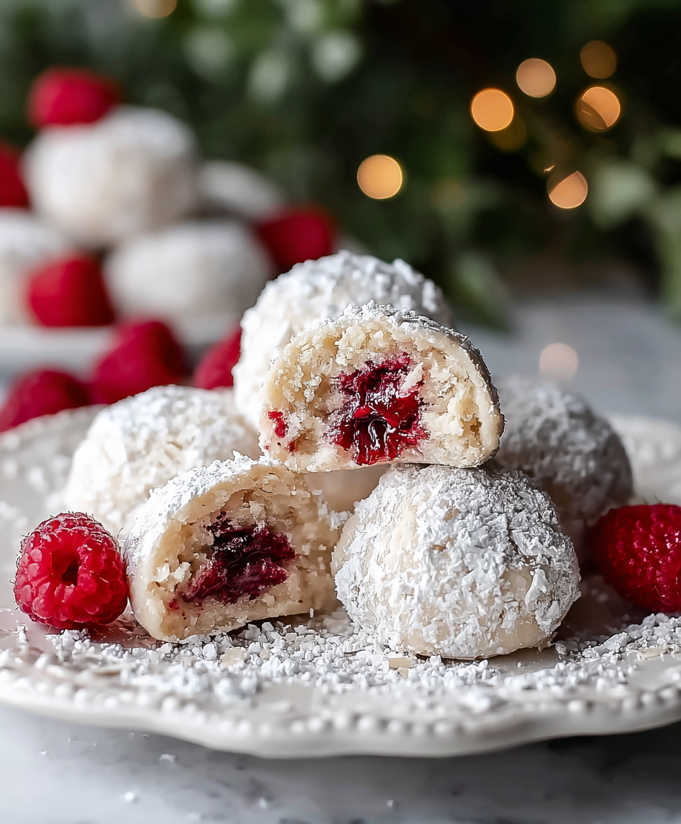 Raspberry Almond Snowball Cookies Delightful